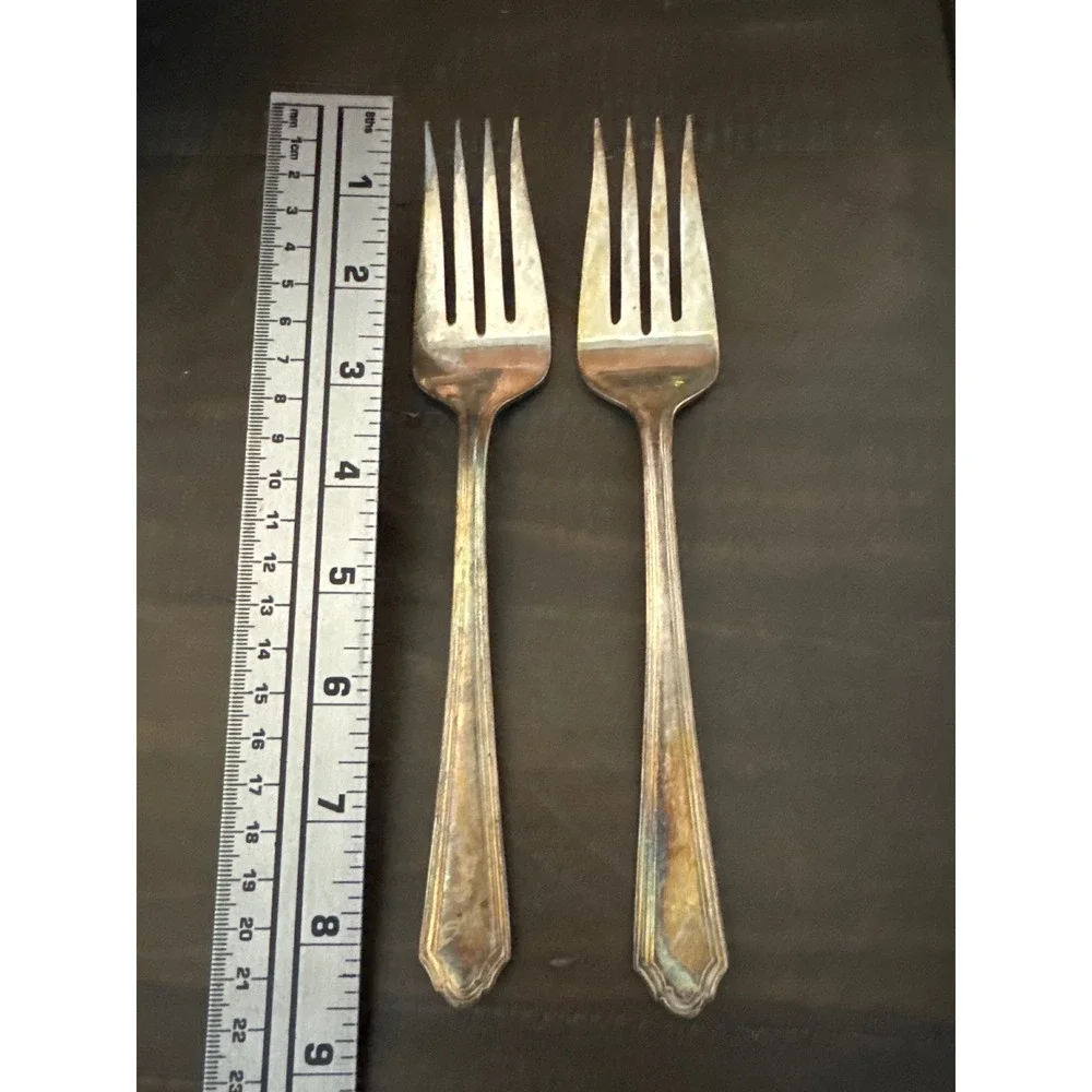 Gorham Silver Washington Irving Silverplate Serving Forks Set of 2 GS WAI 8.5in